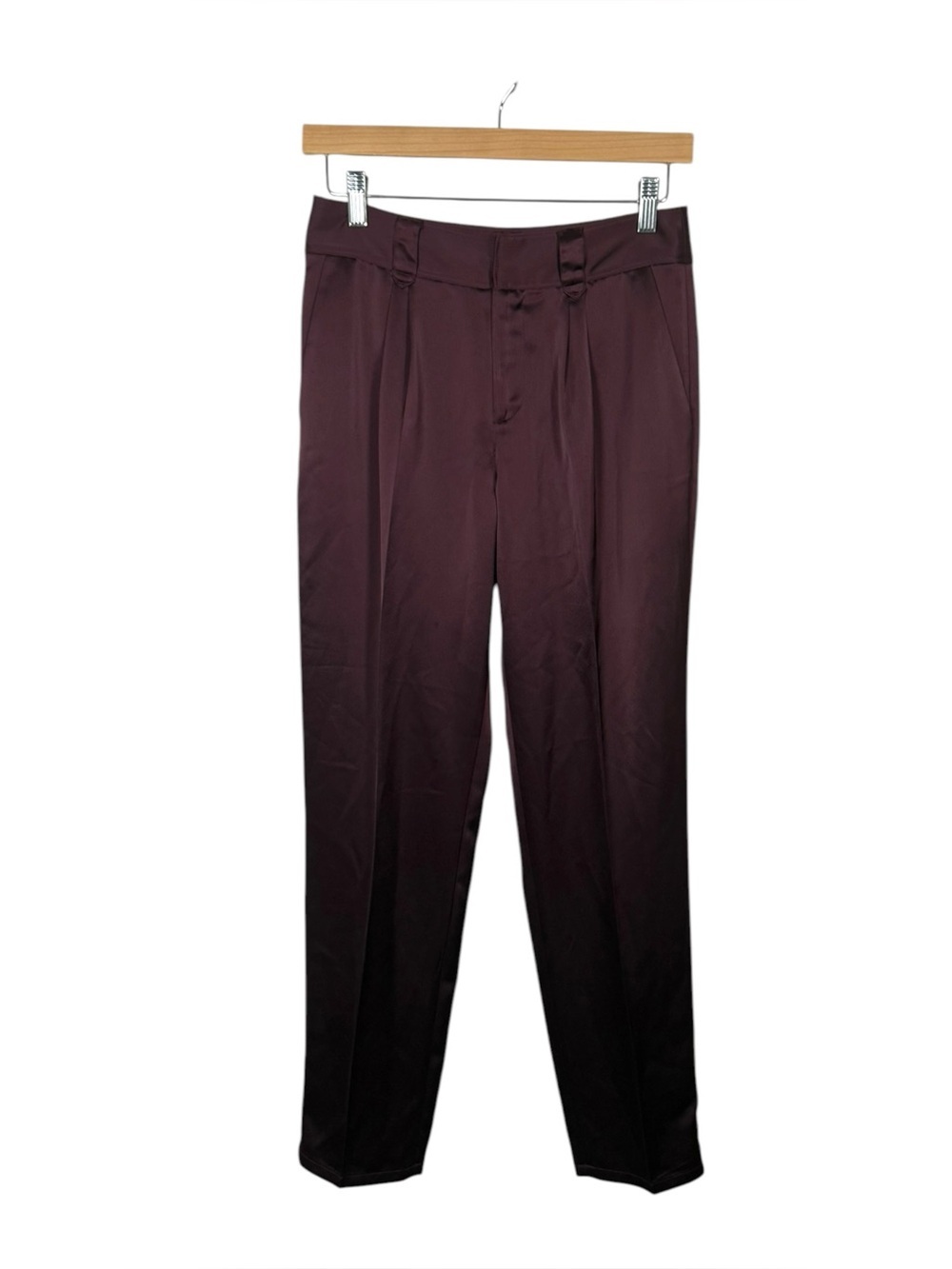 Paige Satin Straight Leg Trousers Womens Size 2 Fig High Rise Dress Pants